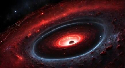 Obraz premium beam of red and black rays coming out from a black hole in the center and taking the whole galaxy in its arms for a science Book cover page