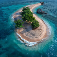 Aerial view of a small island in the middle of the ocean