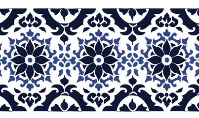 islamic navy blue ornament frame line vector design with curved pattern isolated on white background, Generative AI