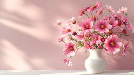Fototapeta na wymiar Fresh summer bouquet of pink flowers, generative ai