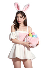 easter bunny girl PNG transparent background	