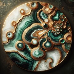 Green opal stone in golden circular shape