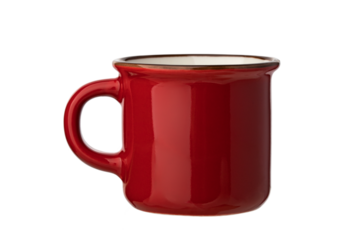 porcelain or clay red cup round shape, isolate on a white background