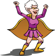 illustration of a elderly senior super woman pose