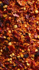 Dried chili leaves are scattered on a table top