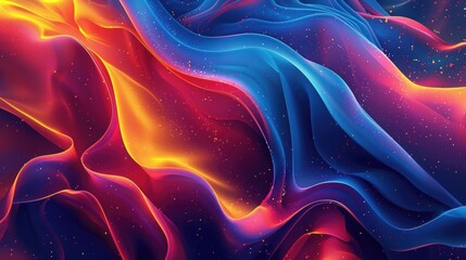 Futuristic abstract design with vibrant gradients and seamless shapes flowing into one another, representing digital fluidity