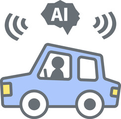 AIが運転をサポートする車のイラスト