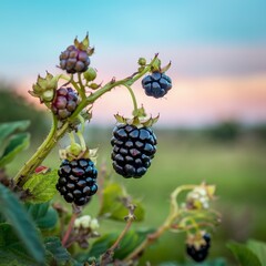 blackberry harvest ripe wild berry as background