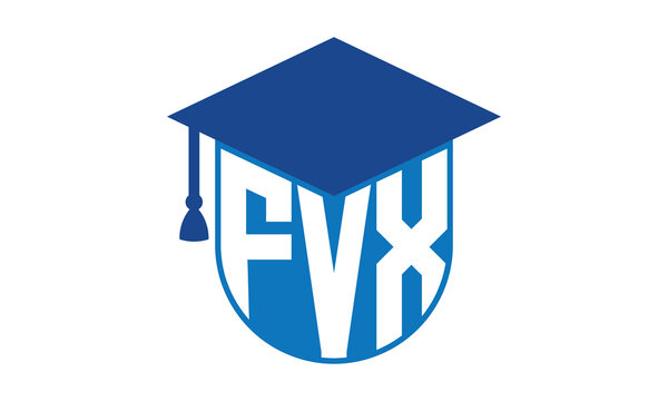 FVX initial letter academic logo design vector template. school college logo, university logo, graduation cap logo, institute logo, educational logo, library logo, teaching logo, book shop, varsity	