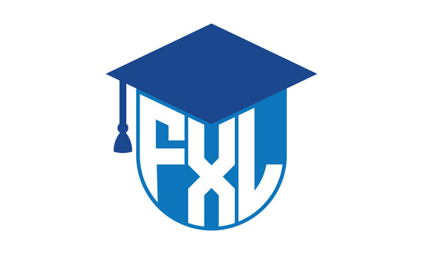FXL initial letter academic logo design vector template. school college logo, university logo, graduation cap logo, institute logo, educational logo, library logo, teaching logo, book shop, varsity	