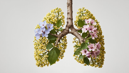 Abstract Flower concept forming human lungs isolated on white background 