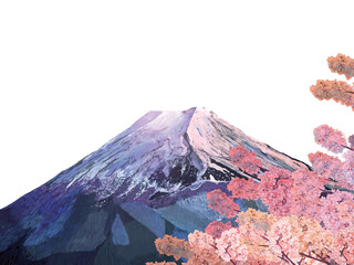富士山と桜白バック_横
