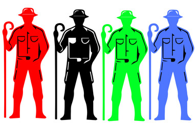 silhouettes man with stick