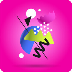 Modern geometric composition of various shapes. Illustration for design. Abstract background in the trend chart.