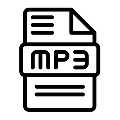 Mp3 File type Icons. Audio Extension icon Outline Design. Vector Illustrations.