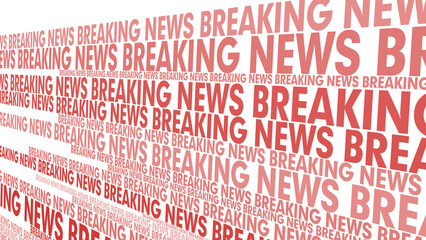 World affair breaking news text on white background with global news network typography idea