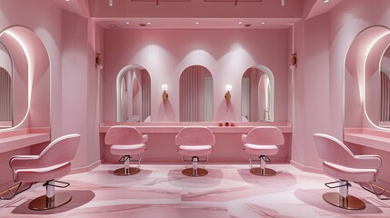 The hair salon has a dressing area. and inside mirror Kpop style Excellent quality atmosphere, smooth, elegant lines.