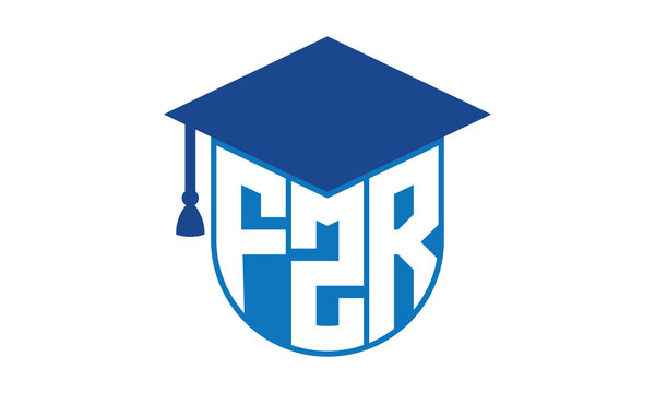 FZR initial letter academic logo design vector template. school college logo, university logo, graduation cap logo, institute logo, educational logo, library logo, teaching logo, book shop, varsity	