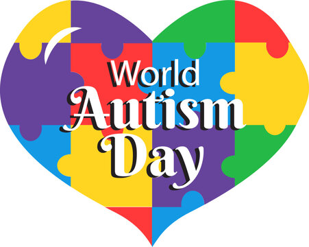 World autism day love illustration with puzzle pieces colorful poster banner background design