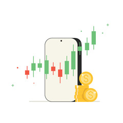 Digital stock market analysis on smartphone, graph chart on technological. Digital stock exchange trading concept.