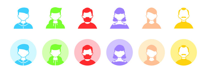 Collections of colorful icons of people. Profile icon, simple and cute human icon.