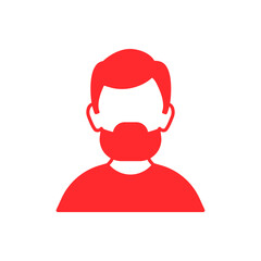A simple red profile icon of a person. Simple minimalistic profile icon.