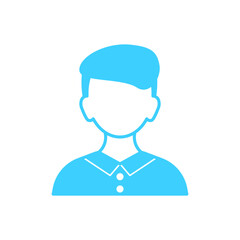 A simple blue profile icon of a person in a circle. Simple minimalistic profile icon.