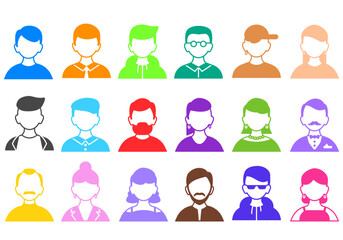 Collections of colorful icons of people. Profile icon, simple and cute human icon.