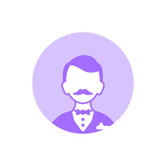 A simple magenta profile icon of a person in a circle. Simple minimalistic profile icon.