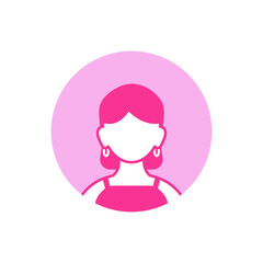 A simple pink profile icon of a person in a circle. Simple minimalistic profile icon.