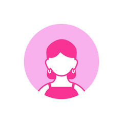 A simple pink profile icon of a person in a circle. Simple minimalistic profile icon.