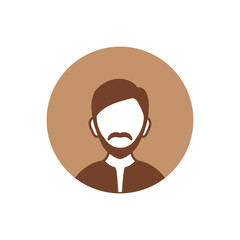 A simple brown profile icon of a person in a circle. Simple minimalistic profile icon.