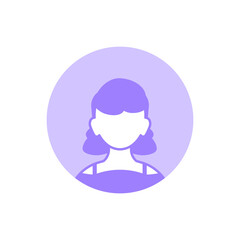 A simple purple profile icon of a person in a circle. Simple minimalistic profile icon.