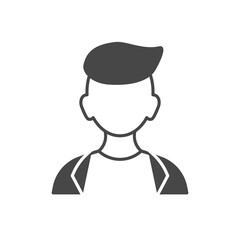 A simple black profile icon of a person. Simple minimalistic profile icon.