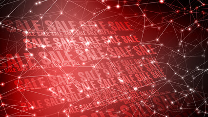 Shop sale creative red typography with connected lines for discounted market promotion