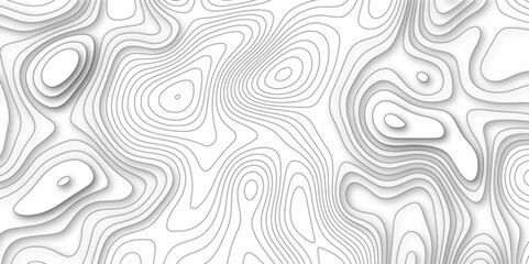 Modern Topographic map background geographic line map with elevation assignments. Map on land vector terrain Illustration. Topo contour map on white background. The black on white contours vector .