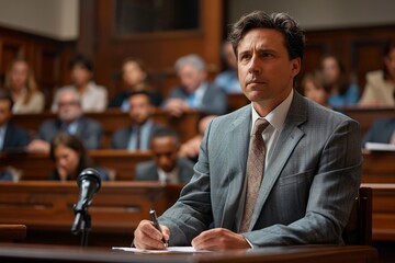 A lawyer presenting evidence to a jury