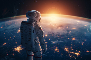 Space Traveler: An astronaut watches the planet Earth