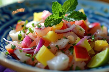 Ceviche tropical meal. Food background 