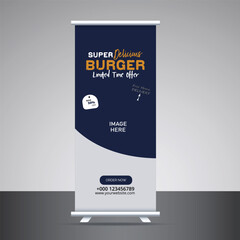 Fototapeta premium Food Roll up banner design vector template
