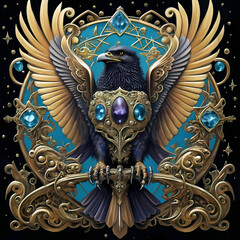 Fototapeta premium skull with wings