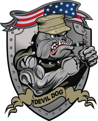 The military Bulldog  devil dog