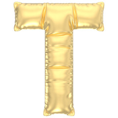 Letter T Balloon Gold 3D Render
