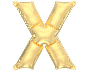 Letter X Balloon Gold 3D Render