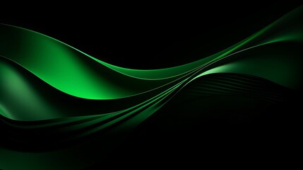 Green strip waves adorn a black background, offering an abstract texture that captivates the eye with its dynamic design.