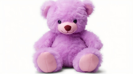 Pink teddy bear isolated on white background, soft toy for children