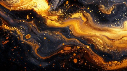 Liquid background, liquid painting abstract texture, mixture of gold acrylic colors