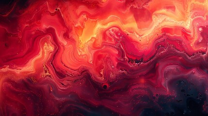 Liquid background, liquid painting abstract texture, mixture of Red acrylic colors - obrazy, fototapety, plakaty