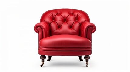 Luxuriate in comfort with a luxurious red armchair elegantly isolated on a white background, complete with a clipping path.
