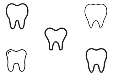 Teeth Health Outline Vector On White Background